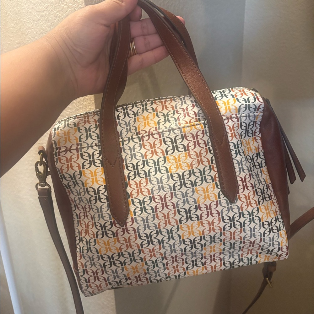 Fossil Multicolor Patterned Satchel - image 1